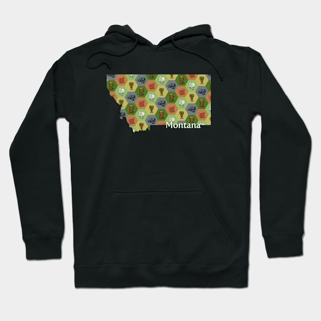 Montana State Map Board Games Hoodie by adamkenney